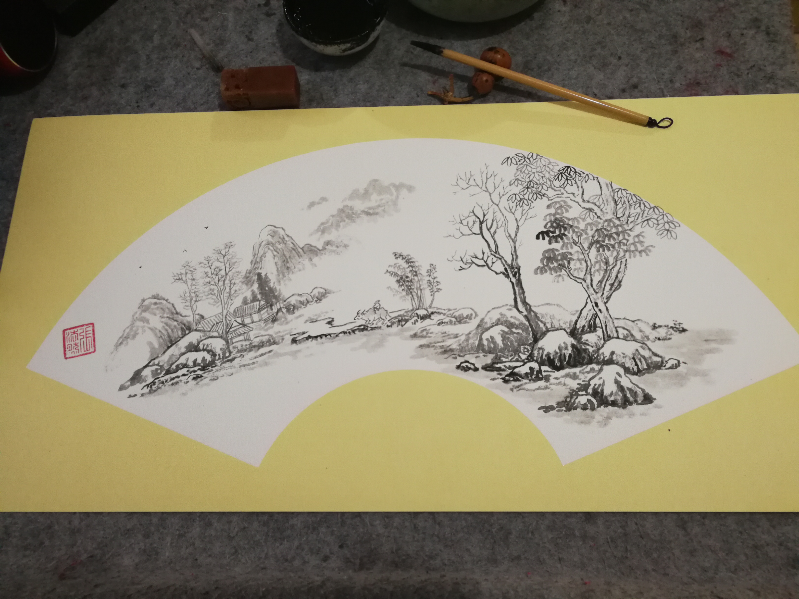 扇面山水小品